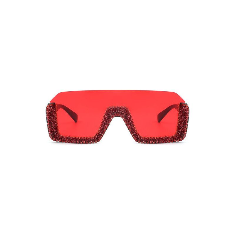 SQUARE HALF FRAME OVERSIZED SUNGLASSES