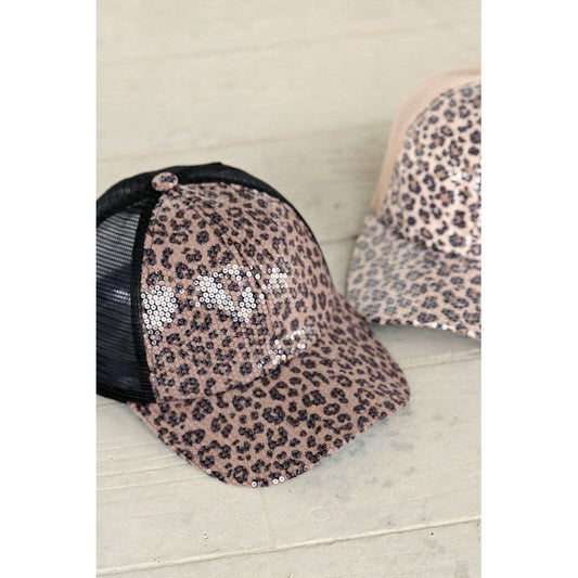 SEQUIN LEOPARD CAP